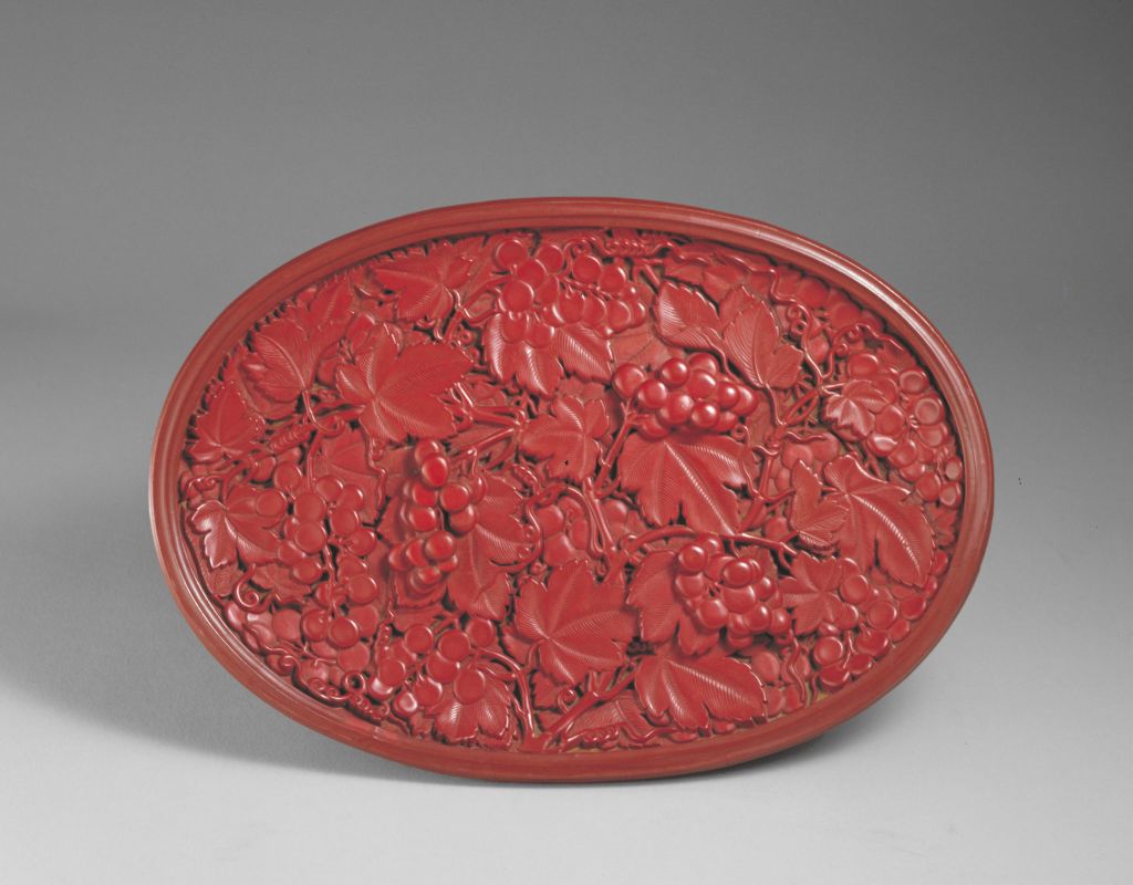 图片[1]-Red grape oval disk-China Archive